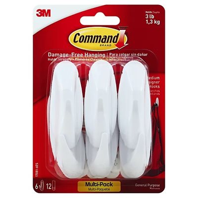 3M Command Medium Designer Hooks Multi-Pack (6 / pack)